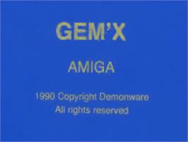 Top of cartridge artwork for Gem'X on the Commodore Amiga.