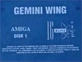 Top of cartridge artwork for Gemini Wing on the Commodore Amiga.