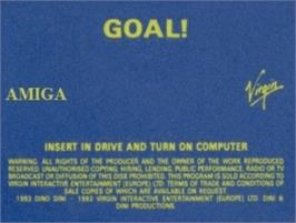 Top of cartridge artwork for Goal! on the Commodore Amiga.