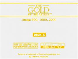 Top of cartridge artwork for Gold of the Aztecs on the Commodore Amiga.