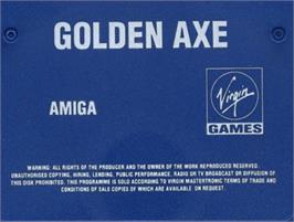 Top of cartridge artwork for Golden Axe on the Commodore Amiga.
