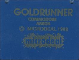 Top of cartridge artwork for Goldrunner on the Commodore Amiga.