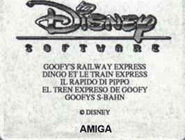 Top of cartridge artwork for Goofy's Railway Express on the Commodore Amiga.