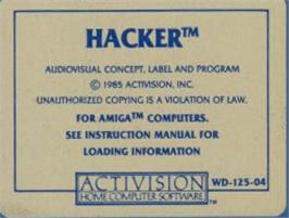 Top of cartridge artwork for Hacker on the Commodore Amiga.