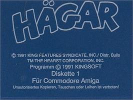 Top of cartridge artwork for Hagar The Horrible on the Commodore Amiga.