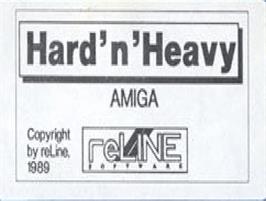Top of cartridge artwork for Hard 'n Heavy on the Commodore Amiga.