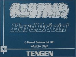 Top of cartridge artwork for Hard Drivin' on the Commodore Amiga.