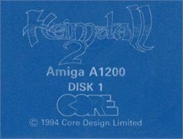 Top of cartridge artwork for Heimdall 2: Into the Hall of Worlds on the Commodore Amiga.