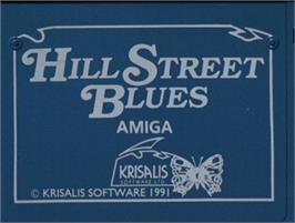 Top of cartridge artwork for Hill Street Blues on the Commodore Amiga.