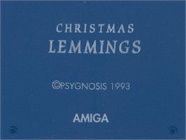Top of cartridge artwork for Holiday Lemmings 1993 on the Commodore Amiga.