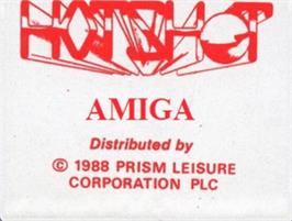 Top of cartridge artwork for Hotshot on the Commodore Amiga.