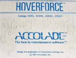 Top of cartridge artwork for Hover Force on the Commodore Amiga.
