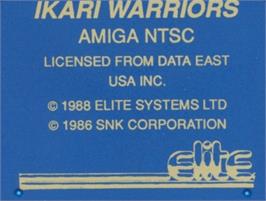 Top of cartridge artwork for Ikari Warriors on the Commodore Amiga.