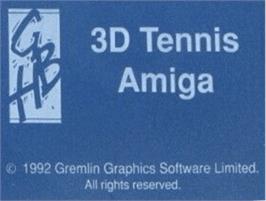 Top of cartridge artwork for International 3D Tennis on the Commodore Amiga.