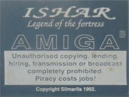 Top of cartridge artwork for Ishar: Legend of the Fortress on the Commodore Amiga.