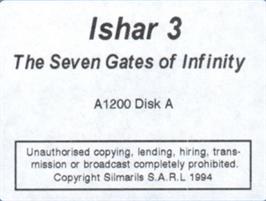 Top of cartridge artwork for Ishar 3: The Seven Gates of Infinity on the Commodore Amiga.