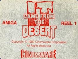 Top of cartridge artwork for It Came From The Desert on the Commodore Amiga.