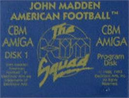 Top of cartridge artwork for John Madden Football on the Commodore Amiga.