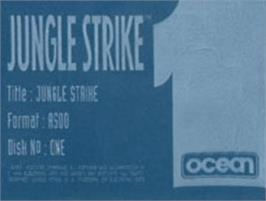Top of cartridge artwork for Jungle Strike on the Commodore Amiga.