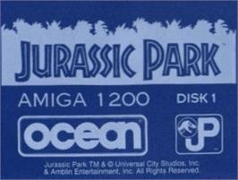 Top of cartridge artwork for Jurassic Park on the Commodore Amiga.
