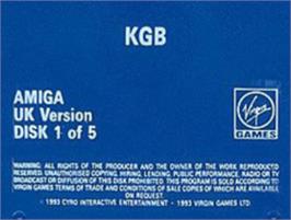 Top of cartridge artwork for KGB on the Commodore Amiga.