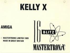 Top of cartridge artwork for Kelly X on the Commodore Amiga.