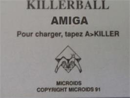 Top of cartridge artwork for Killerball on the Commodore Amiga.