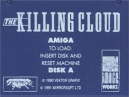 Top of cartridge artwork for Killing Cloud on the Commodore Amiga.