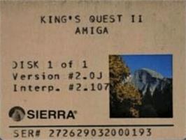 Top of cartridge artwork for King's Quest II: Romancing the Throne on the Commodore Amiga.