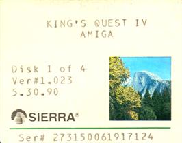 Top of cartridge artwork for King's Quest IV: The Perils of Rosella on the Commodore Amiga.