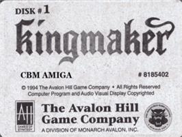 Top of cartridge artwork for Kingmaker - The Quest for The Crown on the Commodore Amiga.