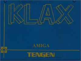 Top of cartridge artwork for Klax on the Commodore Amiga.