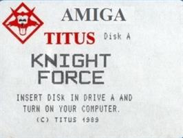 Top of cartridge artwork for Knight Force on the Commodore Amiga.