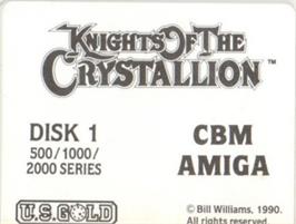 Top of cartridge artwork for Knights Of The Crystallion on the Commodore Amiga.