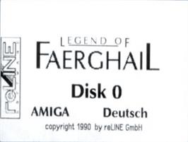 Top of cartridge artwork for Legend of Faerghail on the Commodore Amiga.