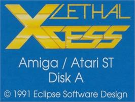 Top of cartridge artwork for Lethal Xcess: Wings of Death 2 on the Commodore Amiga.