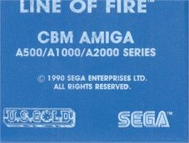 Top of cartridge artwork for Line Of Fire on the Commodore Amiga.