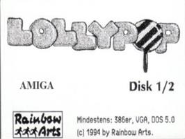 Top of cartridge artwork for Lollypop on the Commodore Amiga.