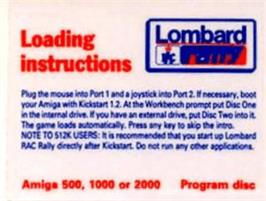 Top of cartridge artwork for Lombard RAC Rally on the Commodore Amiga.