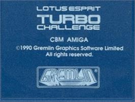 Top of cartridge artwork for Lotus Esprit Turbo Challenge on the Commodore Amiga.