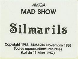 Top of cartridge artwork for Mad Show on the Commodore Amiga.