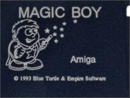 Top of cartridge artwork for Magic Boy on the Commodore Amiga.