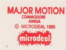 Top of cartridge artwork for Major Motion on the Commodore Amiga.