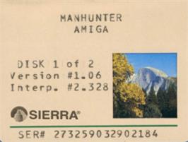 Top of cartridge artwork for Manhunter: New York on the Commodore Amiga.