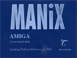 Top of cartridge artwork for Manix on the Commodore Amiga.