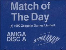 Top of cartridge artwork for Match of the Day on the Commodore Amiga.