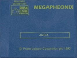 Top of cartridge artwork for Mega Phoenix on the Commodore Amiga.