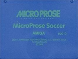 Top of cartridge artwork for Microprose Soccer on the Commodore Amiga.