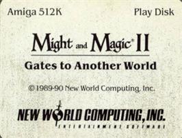 Top of cartridge artwork for Might and Magic 2: Gates to Another World on the Commodore Amiga.