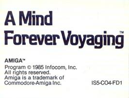 Top of cartridge artwork for Mind Forever Voyaging, A on the Commodore Amiga.